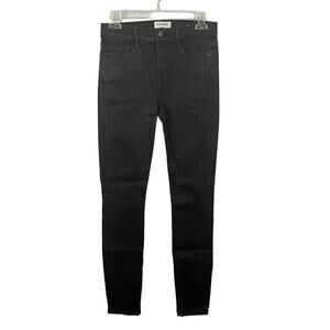 Frame le skinny de jeanne coated black denim jeans size 28